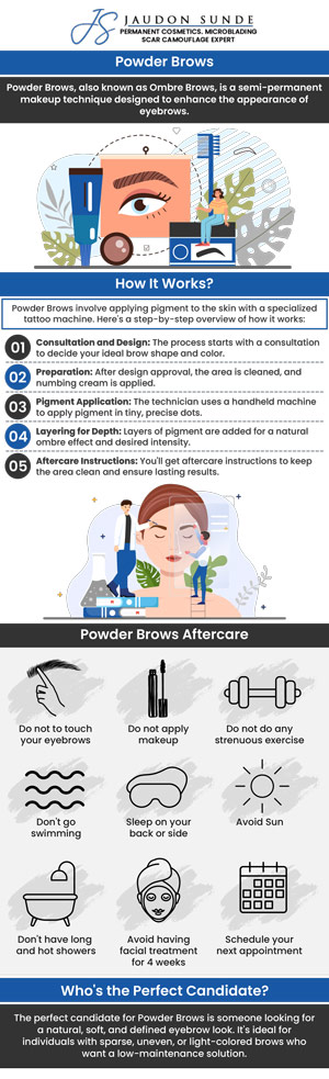 The healing time for powder brows varies from person to person, but it typically takes about 2 to 4 weeks. Initially, there may be some redness and swelling, which usually diminish within the first few days. As the skin heals, the color of the powder brows may appear darker than the final results but will lighten over time. Jaudon Sunde, our permanent makeup specialist offers powder brows treatment in Cleveland, OH. For more information, contact us today or you can book an appointment online at your earliest convenience. We are located at 18820 E. Bagley Rd.#1 Middleburg Heights, Ohio 44130. The healing time for powder brows varies from person to person, but it typically takes about 2 to 4 weeks. Initially, there may be some redness and swelling, which usually diminish within the first few days. As the skin heals, the color of the powder brows may appear darker than the final results but will lighten over time. Jaudon Sunde, our permanent makeup specialist offers powder brows treatment in Cleveland, OH. For more information, contact us today or you can book an appointment online at your earliest convenience. We are located at 18820 E. Bagley Rd.#1 Middleburg Heights, Ohio 44130.