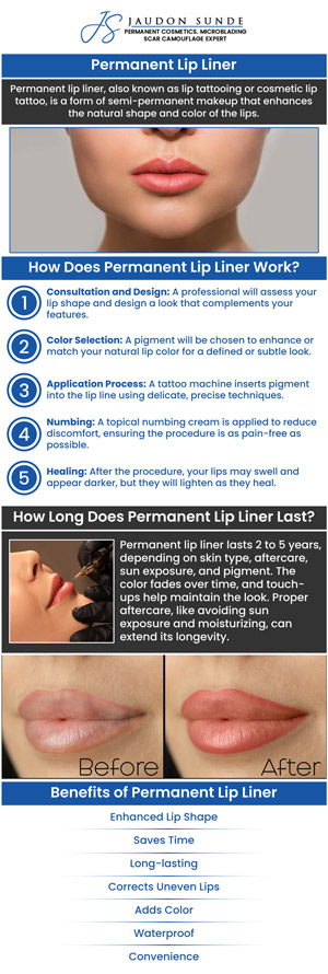 A permanent lip liner is a form of delicate tattooing applied to the lips to create a bigger, more youthful, symmetrical, defined, and slightly more pigmented appearance. Jaudon Sunde, C.P.C.T/L.M.T/P.L., along with her team of professionals, is committed to offering the finest quality permanent lip liner service in a pleasant and welcoming atmosphere. For more information, contact us or request an appointment online. We are conveniently located at 18820 E. Bagley Rd.#1 Middleburg Heights, OH 44130. A permanent lip liner is a form of delicate tattooing applied to the lips to create a bigger, more youthful, symmetrical, defined, and slightly more pigmented appearance. Jaudon Sunde, C.P.C.T/L.M.T/P.L., along with her team of professionals, is committed to offering the finest quality permanent lip liner service in a pleasant and welcoming atmosphere. For more information, contact us or request an appointment online. We are conveniently located at 18820 E. Bagley Rd.#1 Middleburg Heights, OH 44130.
