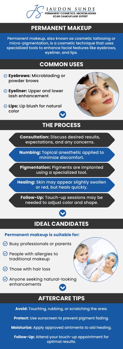 Permanent makeup is a way to have a perfect look without any hassle or hustle at all. If you cannot apply straight eyeliner on both of your eyes or you have any disability you can go for permanent makeup. Visit Jaudon Sunde Permanent Makeup Clinic and get what you need. Jaudon Sunde (C.P.C.T. – L.M.T. – P.L.) and her team of permanent makeup specialists offer a wide variety of medical makeup services. Jaudon Sunde is a permanent makeup artist who is a certified Master Technician by the American Institute of Intradermal Cosmetics in Arlington, Texas. With 25 years of experience, Jaudon Sunde is offering permanent cosmetics, microblading, and scar camouflage. For more information, contact us or request an appointment online. We are located at 18820 E. Bagley Rd.#1 Middleburg Heights, OH 44130.